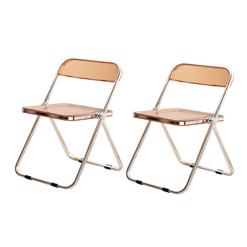 Industrial Style Folding Side Chair for Home Plastic Dining Armless Chair Caramel 2 Piece Set Clearhalo 'Dining Chairs' 'Dining Tables & Seating' 'dining_chair' 'furn' 'furn_dining_chair' 'Furniture' 'furniture_dining_chair' 'Kitchen & Dining Furniture' 4864269