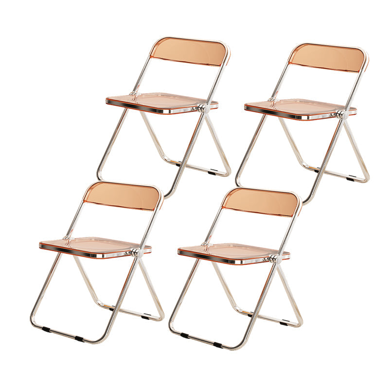 Industrial Style Folding Side Chair for Home Plastic Dining Armless Chair Caramel 4 Piece Set Clearhalo 'Dining Chairs' 'Dining Tables & Seating' 'dining_chair' 'furn' 'furn_dining_chair' 'Furniture' 'furniture_dining_chair' 'Kitchen & Dining Furniture' 4864270
