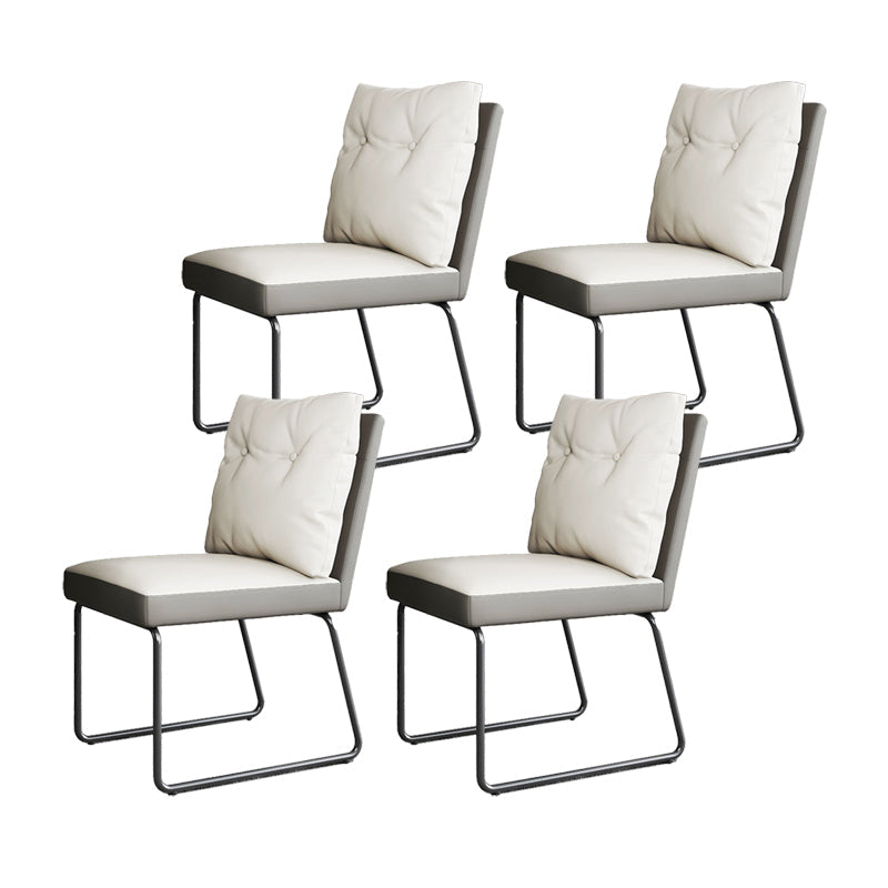 Minimalist Style Leather Dining Chairs Armless Solid Back Chair for Home Off-White 4 Piece Set Clearhalo 'Dining Chairs' 'Dining Tables & Seating' 'dining_chair' 'furn' 'furn_dining_chair' 'Furniture' 'furniture_dining_chair' 'Kitchen & Dining Furniture' 4864278