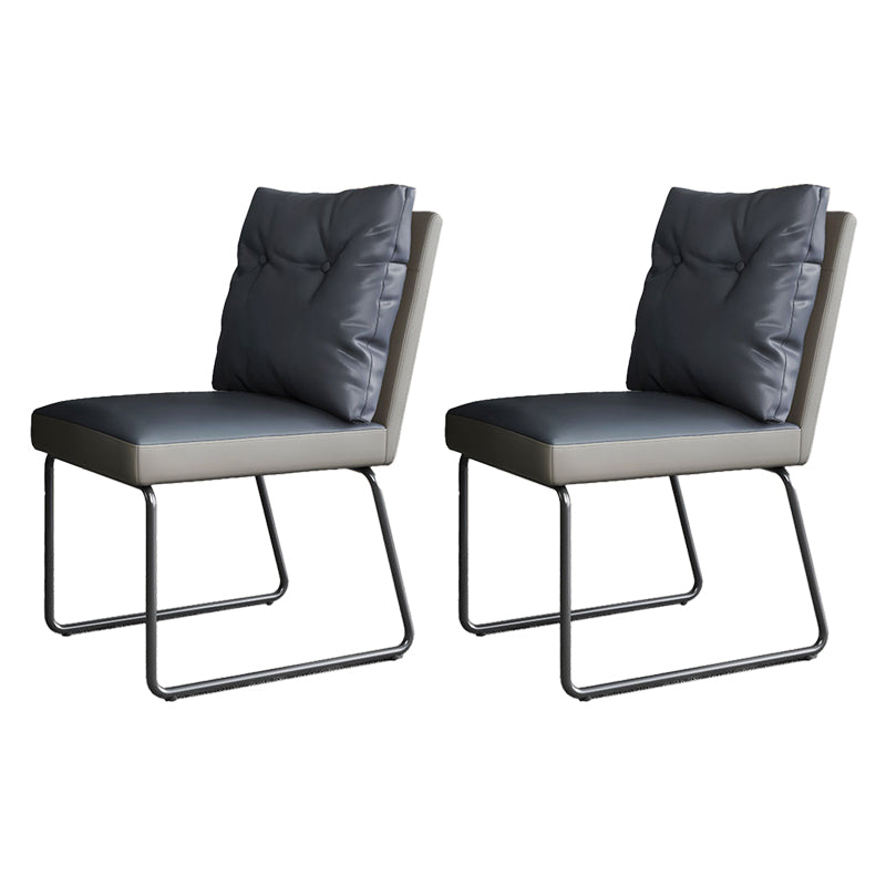 Minimalist Style Leather Dining Chairs Armless Solid Back Chair for Home Blue 2 Piece Set Clearhalo 'Dining Chairs' 'Dining Tables & Seating' 'dining_chair' 'furn' 'furn_dining_chair' 'Furniture' 'furniture_dining_chair' 'Kitchen & Dining Furniture' 4864280