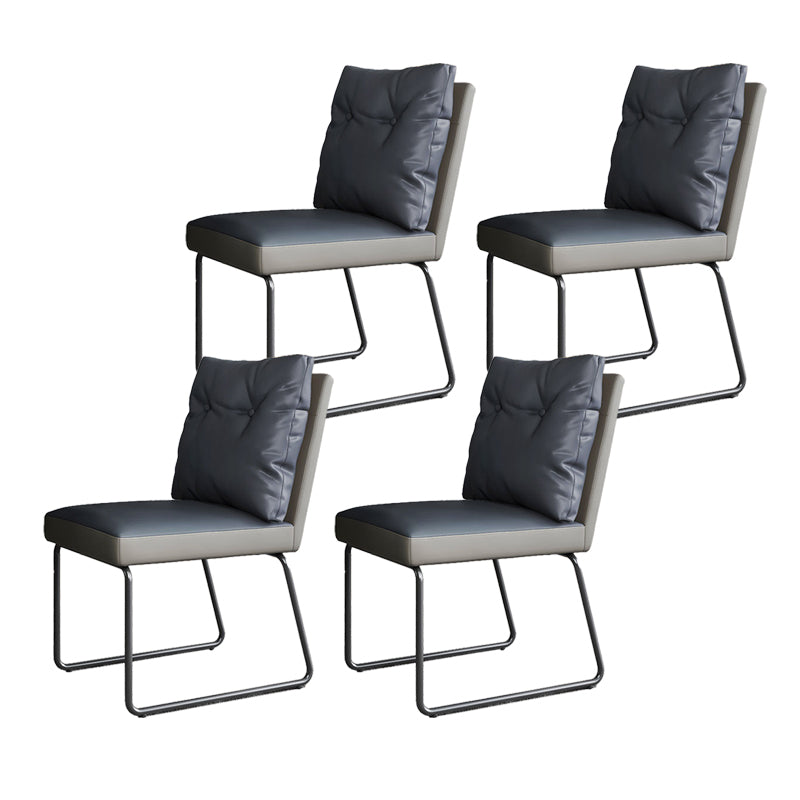 Minimalist Style Leather Dining Chairs Armless Solid Back Chair for Home Blue 4 Piece Set Clearhalo 'Dining Chairs' 'Dining Tables & Seating' 'dining_chair' 'furn' 'furn_dining_chair' 'Furniture' 'furniture_dining_chair' 'Kitchen & Dining Furniture' 4864282
