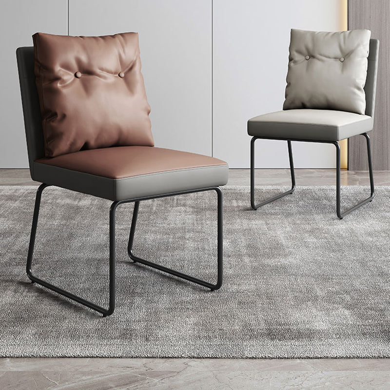 Minimalist Style Leather Dining Chairs Armless Solid Back Chair for Home Clearhalo 'Dining Chairs' 'Dining Tables & Seating' 'dining_chair' 'furn' 'furn_dining_chair' 'Furniture' 'furniture_dining_chair' 'Kitchen & Dining Furniture' 4864288