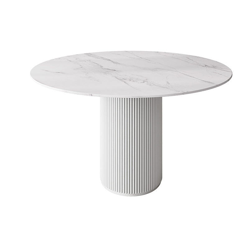 Modern 1/5 Pieces Dining Set Round Stone Dining Table for Dining Room White 51"L x 51"W Clearhalo 'Dining Room Sets' 'Dining Tables & Seating' 'dining_room_set' 'furn' 'furn_dining_room_set' 'Furniture' 'furniture_dining_room_set' 'Kitchen & Dining Furniture' 4864319