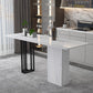 Industrial Black Steel Bar Dining Table White Stone Top Rectangle Indoor Bistro Table 70.9"L x 23.6"W x 39.4"H Without Chairs Clearhalo 'Bar Furniture' 'Bar Tables' 'bar_tables' 'furn' 'furn_bar_tables' 'Furniture' 'furniture_bar_tables' 'Kitchen & Dining Furniture' 4864364