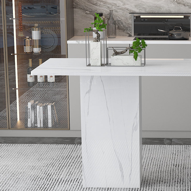 Industrial Black Steel Bar Dining Table White Stone Top Rectangle Indoor Bistro Table Clearhalo 'Bar Furniture' 'Bar Tables' 'bar_tables' 'furn' 'furn_bar_tables' 'Furniture' 'furniture_bar_tables' 'Kitchen & Dining Furniture' 4864366