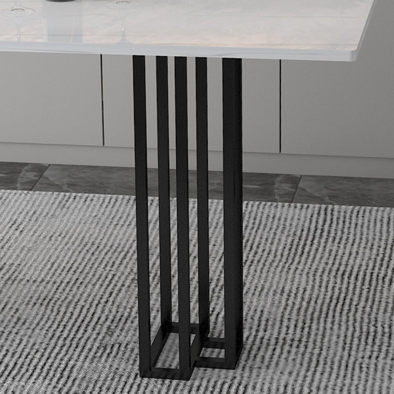 Industrial Black Steel Bar Dining Table White Stone Top Rectangle Indoor Bistro Table Clearhalo 'Bar Furniture' 'Bar Tables' 'bar_tables' 'furn' 'furn_bar_tables' 'Furniture' 'furniture_bar_tables' 'Kitchen & Dining Furniture' 4864367