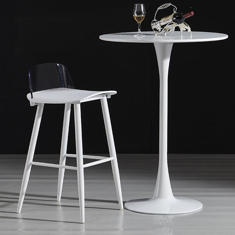 Stone Bar Dining Table Modern Round Bar Table with Pedestal for Dining Room 23.6"L x 23.6"W x 42.5"H White Manufactured Wood Clearhalo 'Bar Furniture' 'Bar Tables' 'bar_tables' 'furn' 'furn_bar_tables' 'Furniture' 'furniture_bar_tables' 'Kitchen & Dining Furniture' 4864391
