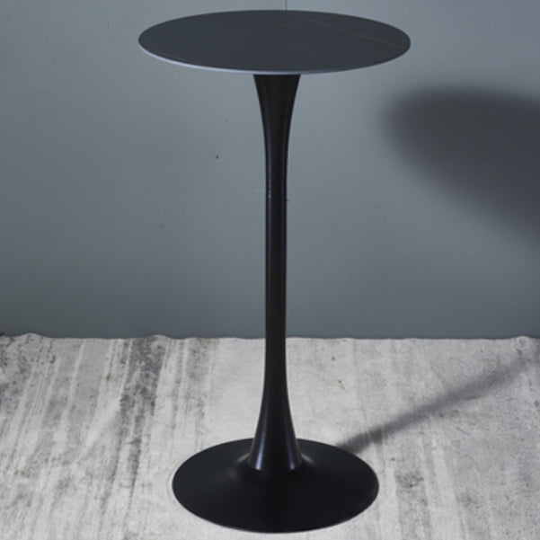 Stone Bar Dining Table Modern Round Bar Table with Pedestal for Dining Room Black Slate Clearhalo 'Bar Furniture' 'Bar Tables' 'bar_tables' 'furn' 'furn_bar_tables' 'Furniture' 'furniture_bar_tables' 'Kitchen & Dining Furniture' 4864399