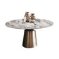 Glam Style Round Stone Top Dining Table Gold Base Dining Table for Living Room White Without Chairs Clearhalo 'Dining Tables & Seating' 'Dining Tables' 'dining_table' 'furn' 'furn_dining_table' 'Furniture' 'furniture_dining_table' 'Kitchen & Dining Furniture' 'kitchen' 'kitchen_dining_table' 4874795