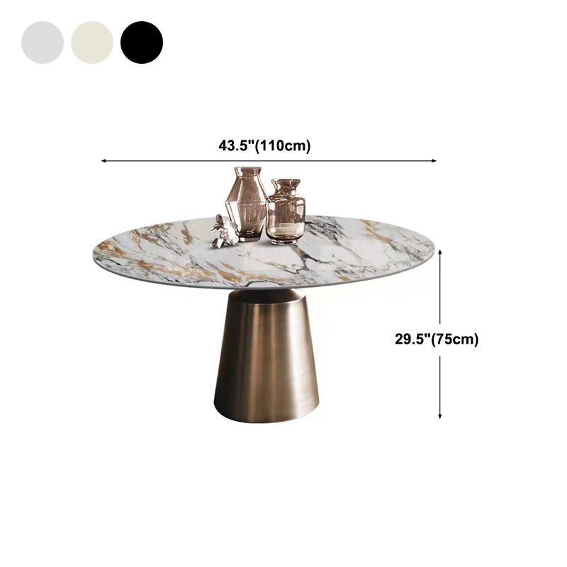 Glam Style Round Stone Top Dining Table Gold Base Dining Table for Living Room Clearhalo 'Dining Tables & Seating' 'Dining Tables' 'dining_table' 'furn' 'furn_dining_table' 'Furniture' 'furniture_dining_table' 'Kitchen & Dining Furniture' 'kitchen' 'kitchen_dining_table' 4874799