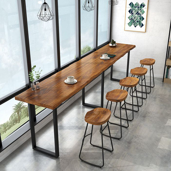 Industrial Bar Table Pine Wood Bar Dining Table with Sled Base 102.4"L x 17.7"W x 41.3"H Clearhalo 'Bar Furniture' 'Bar Tables' 'bar_tables' 'Furniture' 'furniture_bar_tables' 'Kitchen & Dining Furniture' 4874828