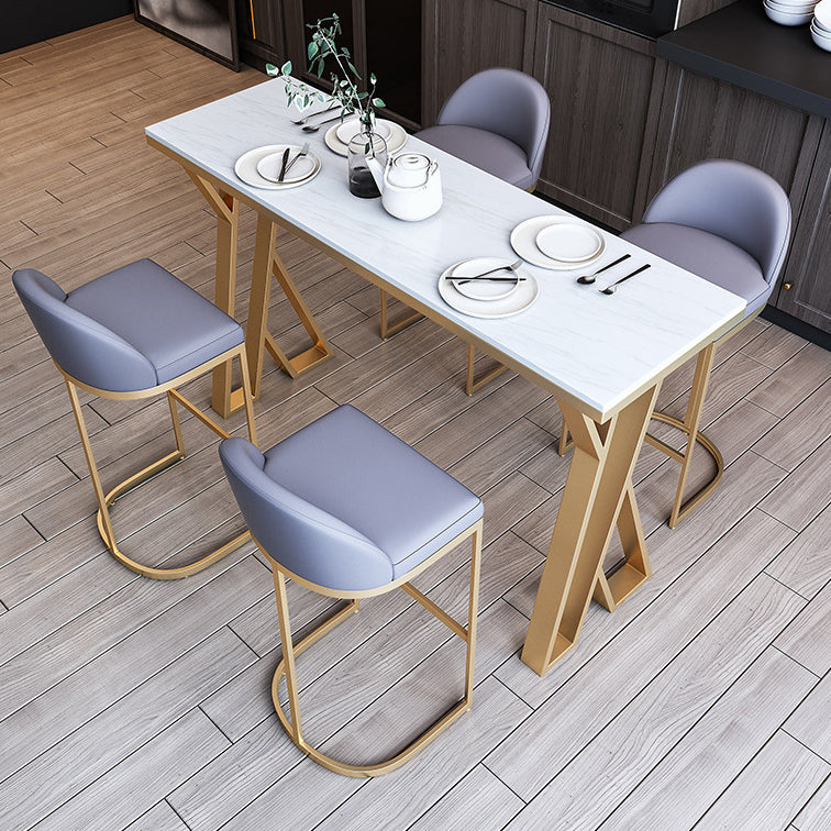 Traditional Luxury Bar Dining Table Rectangle Bar Table with Sled Base 63"L x 17.7"W x 41.3"H Without Chairs Clearhalo 'Bar Furniture' 'Bar Tables' 'bar_tables' 'furn' 'furn_bar_tables' 'Furniture' 'furniture_bar_tables' 'Kitchen & Dining Furniture' 4874859