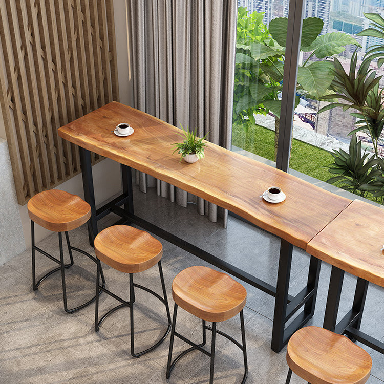 Industrial Bar Dining Table Pine Wood Bar Table with Trestle Base Clearhalo 'Bar Furniture' 'Bar Tables' 'bar_tables' 'Furniture' 'furniture_bar_tables' 'Kitchen & Dining Furniture' 4874878