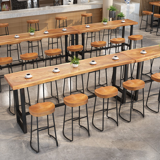 Industrial Bar Dining Table Pine Wood Bar Table with Trestle Base Clearhalo 'Bar Furniture' 'Bar Tables' 'bar_tables' 'Furniture' 'furniture_bar_tables' 'Kitchen & Dining Furniture' 4874879