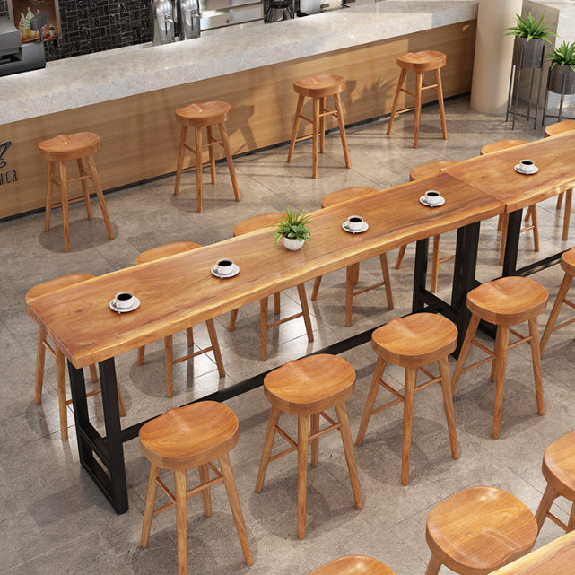 Industrial Bar Dining Table Pine Wood Bar Table with Trestle Base Clearhalo 'Bar Furniture' 'Bar Tables' 'bar_tables' 'Furniture' 'furniture_bar_tables' 'Kitchen & Dining Furniture' 4874884