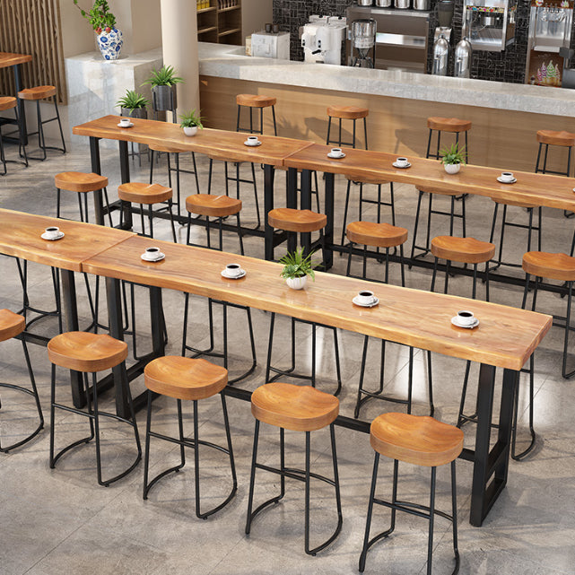 Industrial Bar Dining Table Pine Wood Bar Table with Trestle Base Clearhalo 'Bar Furniture' 'Bar Tables' 'bar_tables' 'Furniture' 'furniture_bar_tables' 'Kitchen & Dining Furniture' 4874885
