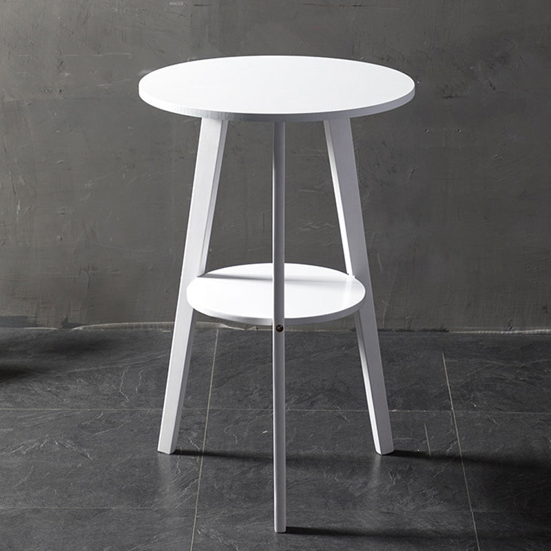 Simple Style Round Bar Table Wood Top Pub Table for Coffee Shop 24"L x 24"W x 35"H White Without Chairs Clearhalo 'Bar Furniture' 'Bar Tables' 'bar_tables' 'furn' 'furn_bar_tables' 'Furniture' 'furniture_bar_tables' 'Kitchen & Dining Furniture' 4874907