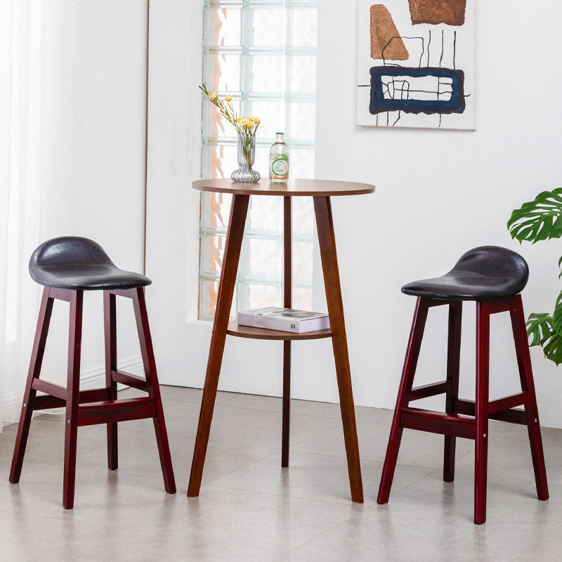 Simple Style Round Bar Table Wood Top Pub Table for Coffee Shop Clearhalo 'Bar Furniture' 'Bar Tables' 'bar_tables' 'furn' 'furn_bar_tables' 'Furniture' 'furniture_bar_tables' 'Kitchen & Dining Furniture' 4874917