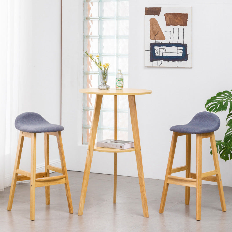 Simple Style Round Bar Table Wood Top Pub Table for Coffee Shop Clearhalo 'Bar Furniture' 'Bar Tables' 'bar_tables' 'furn' 'furn_bar_tables' 'Furniture' 'furniture_bar_tables' 'Kitchen & Dining Furniture' 4874920