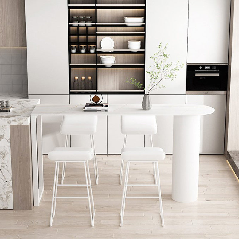 Modern Stone Top Cocktail Bar Table 42-inch Height Metal Base Bar Height Table Clearhalo 'Bar Furniture' 'Bar Tables' 'bar_tables' 'furn' 'furn_bar_tables' 'Furniture' 'furniture_bar_tables' 'Kitchen & Dining Furniture' 4874932