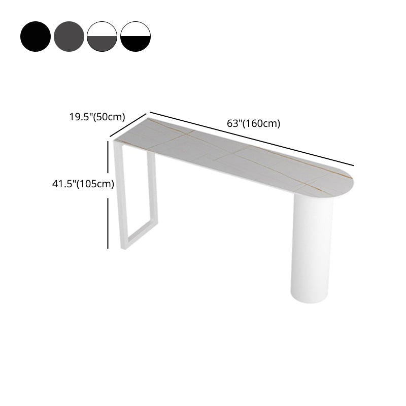 Modern Stone Top Cocktail Bar Table 42-inch Height Metal Base Bar Height Table Clearhalo 'Bar Furniture' 'Bar Tables' 'bar_tables' 'furn' 'furn_bar_tables' 'Furniture' 'furniture_bar_tables' 'Kitchen & Dining Furniture' 4874937