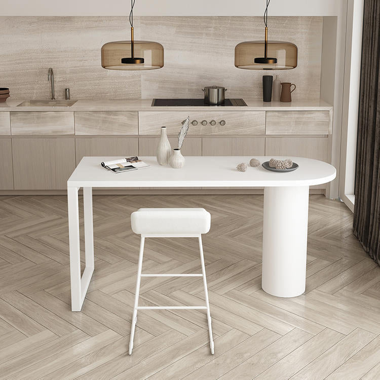 Simple 42-inch Height Bar Table Wood Top Bar Table, for Living Room 63"L x 19.7"W x 41.3"H White Without Chairs Clearhalo 'Bar Furniture' 'Bar Tables' 'bar_tables' 'furn' 'furn_bar_tables' 'Furniture' 'furniture_bar_tables' 'Kitchen & Dining Furniture' 4874972