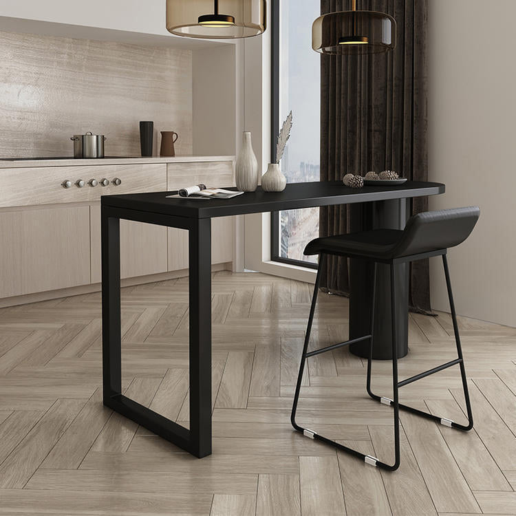 Simple 42-inch Height Bar Table Wood Top Bar Table, for Living Room 55.1"L x 19.7"W x 39.4"H Black Without Chairs Clearhalo 'Bar Furniture' 'Bar Tables' 'bar_tables' 'furn' 'furn_bar_tables' 'Furniture' 'furniture_bar_tables' 'Kitchen & Dining Furniture' 4874975