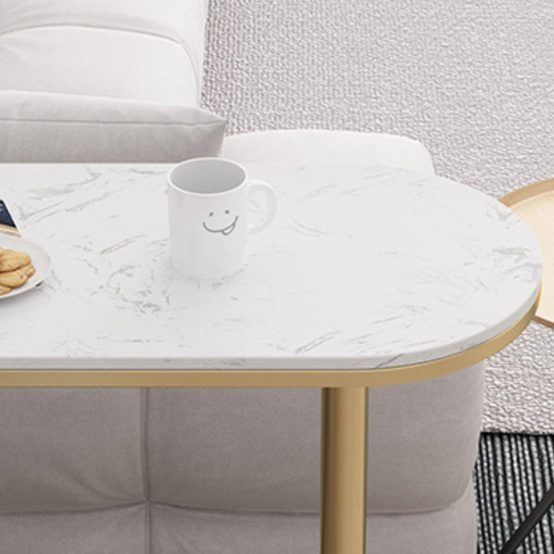 Modern Bar Table Stone Top Iron Base Pub Table with Shelf for Living Room, Only Table Clearhalo 'Bar Furniture' 'Bar Tables' 'bar_tables' 'furn' 'furn_bar_tables' 'Furniture' 'furniture_bar_tables' 'Kitchen & Dining Furniture' 4874995
