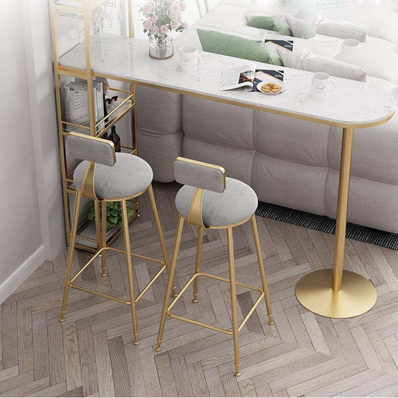 Modern Bar Table Stone Top Iron Base Pub Table with Shelf for Living Room, Only Table Clearhalo 'Bar Furniture' 'Bar Tables' 'bar_tables' 'furn' 'furn_bar_tables' 'Furniture' 'furniture_bar_tables' 'Kitchen & Dining Furniture' 4874999