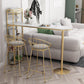 Modern Bar Table Stone Top Iron Base Pub Table with Shelf for Living Room, Only Table Clearhalo 'Bar Furniture' 'Bar Tables' 'bar_tables' 'furn' 'furn_bar_tables' 'Furniture' 'furniture_bar_tables' 'Kitchen & Dining Furniture' 4875000