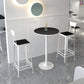 Modern Stone Round Top Bar Table Metal Base Pub Table for Restaurant 19.7"L x 19.7"W x 41.3"H Black White Without Chairs Clearhalo 'Bar Furniture' 'Bar Tables' 'bar_tables' 'furn' 'furn_bar_tables' 'Furniture' 'furniture_bar_tables' 'Kitchen & Dining Furniture' 4875007
