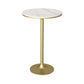 Modern Stone Round Top Bar Table Metal Base Pub Table for Restaurant 19.7"L x 19.7"W x 29.5"H White-Gold Without Chairs Clearhalo 'Bar Furniture' 'Bar Tables' 'bar_tables' 'furn' 'furn_bar_tables' 'Furniture' 'furniture_bar_tables' 'Kitchen & Dining Furniture' 4875010