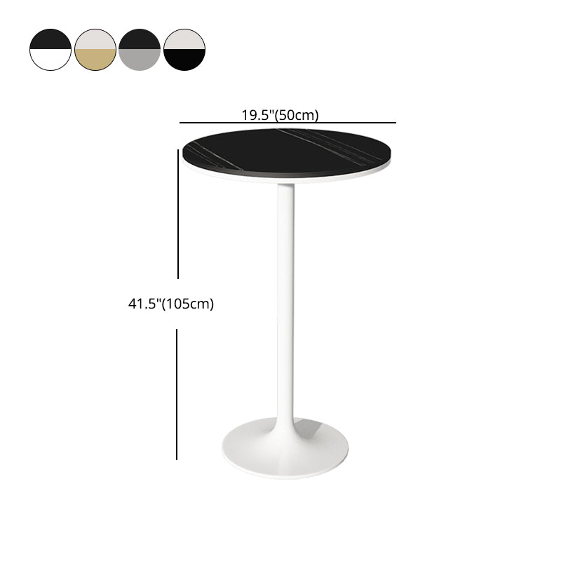Modern Stone Round Top Bar Table Metal Base Pub Table for Restaurant Clearhalo 'Bar Furniture' 'Bar Tables' 'bar_tables' 'furn' 'furn_bar_tables' 'Furniture' 'furniture_bar_tables' 'Kitchen & Dining Furniture' 4875020