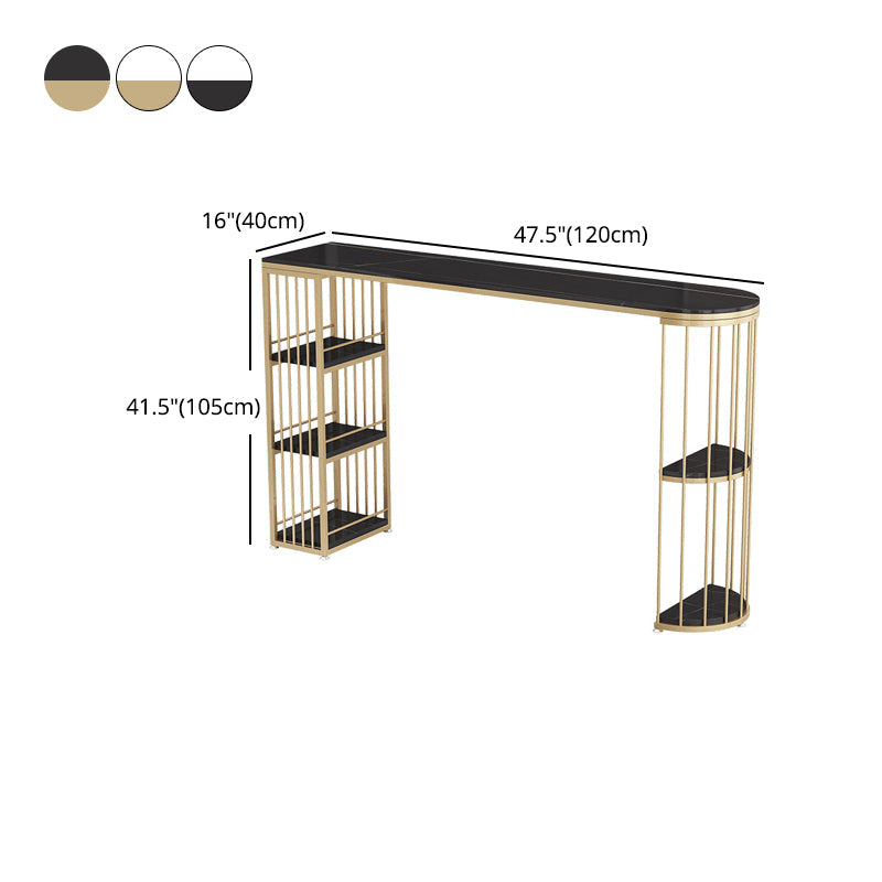 Living Room Stone Top Counter Table Iron Base 42-inch Height Glam Style Bar Table Clearhalo 'Bar Furniture' 'Bar Tables' 'bar_tables' 'furn' 'furn_bar_tables' 'Furniture' 'furniture_bar_tables' 'Kitchen & Dining Furniture' 4875034