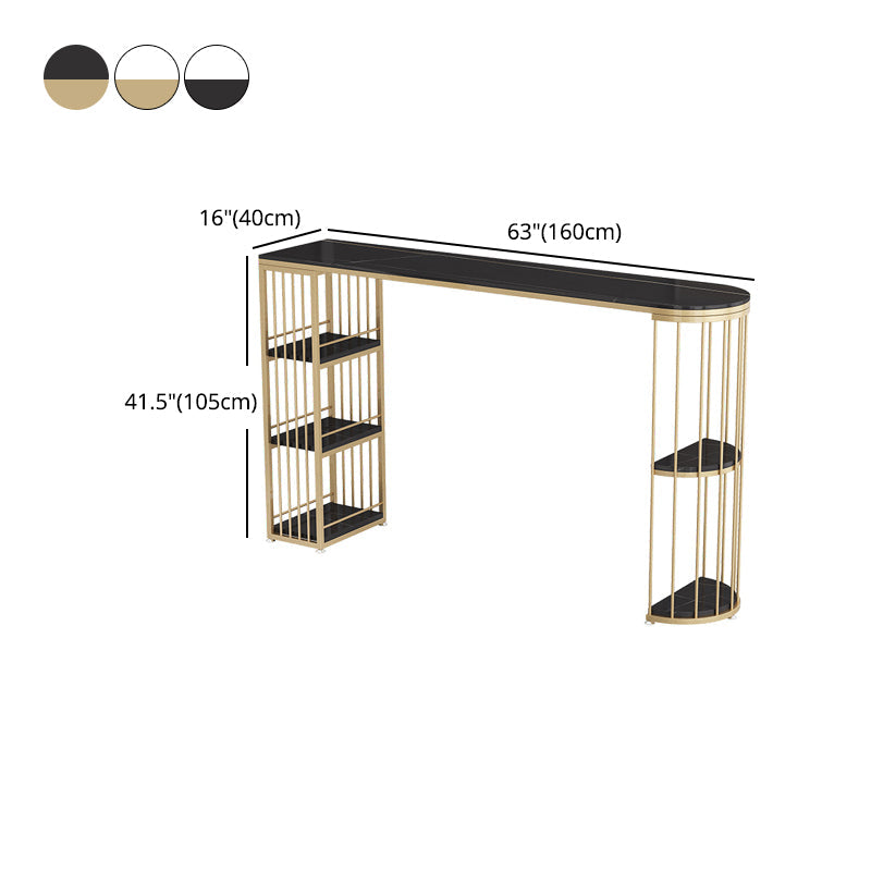 Living Room Stone Top Counter Table Iron Base 42-inch Height Glam Style Bar Table Clearhalo 'Bar Furniture' 'Bar Tables' 'bar_tables' 'furn' 'furn_bar_tables' 'Furniture' 'furniture_bar_tables' 'Kitchen & Dining Furniture' 4875036