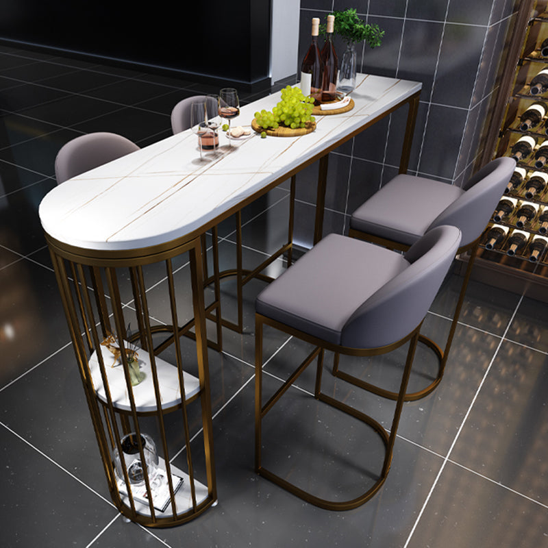 Dining Room Stone Top Counter Table Iron Base 42-inch Height Modern Bar Table Clearhalo 'Bar Furniture' 'Bar Tables' 'bar_tables' 'furn' 'furn_bar_tables' 'Furniture' 'furniture_bar_tables' 'Kitchen & Dining Furniture' 4875069