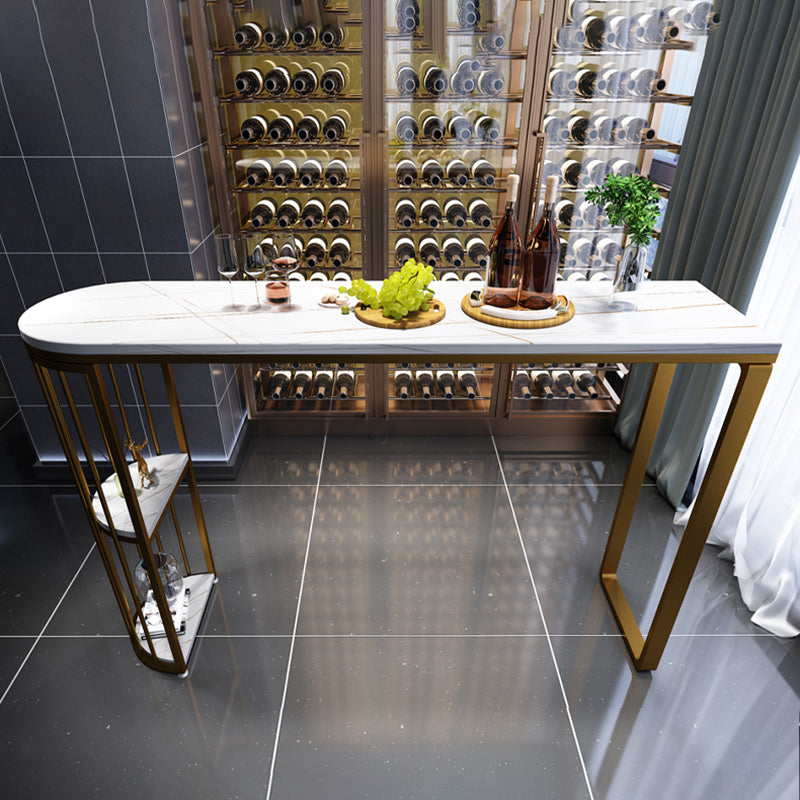 Dining Room Stone Top Counter Table Iron Base 42-inch Height Modern Bar Table Clearhalo 'Bar Furniture' 'Bar Tables' 'bar_tables' 'furn' 'furn_bar_tables' 'Furniture' 'furniture_bar_tables' 'Kitchen & Dining Furniture' 4875071