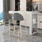 Kitchen Stone Top Counter Table Metal Base 42-inch Height Contemporary Bar Table 63"L x 15.7"W x 41.3"H Gold White Clearhalo 'Bar Furniture' 'Bar Tables' 'bar_tables' 'furn' 'furn_bar_tables' 'Furniture' 'furniture_bar_tables' 'Kitchen & Dining Furniture' 4875078