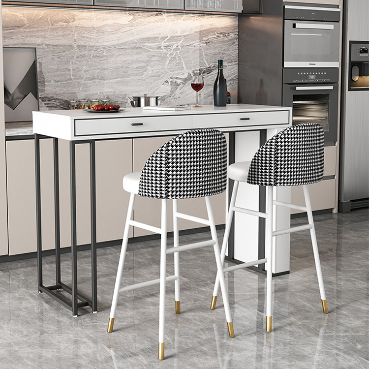 Kitchen Stone Top Counter Table Metal Base 42-inch Height Contemporary Bar Table Black White Clearhalo 'Bar Furniture' 'Bar Tables' 'bar_tables' 'furn' 'furn_bar_tables' 'Furniture' 'furniture_bar_tables' 'Kitchen & Dining Furniture' 4875080