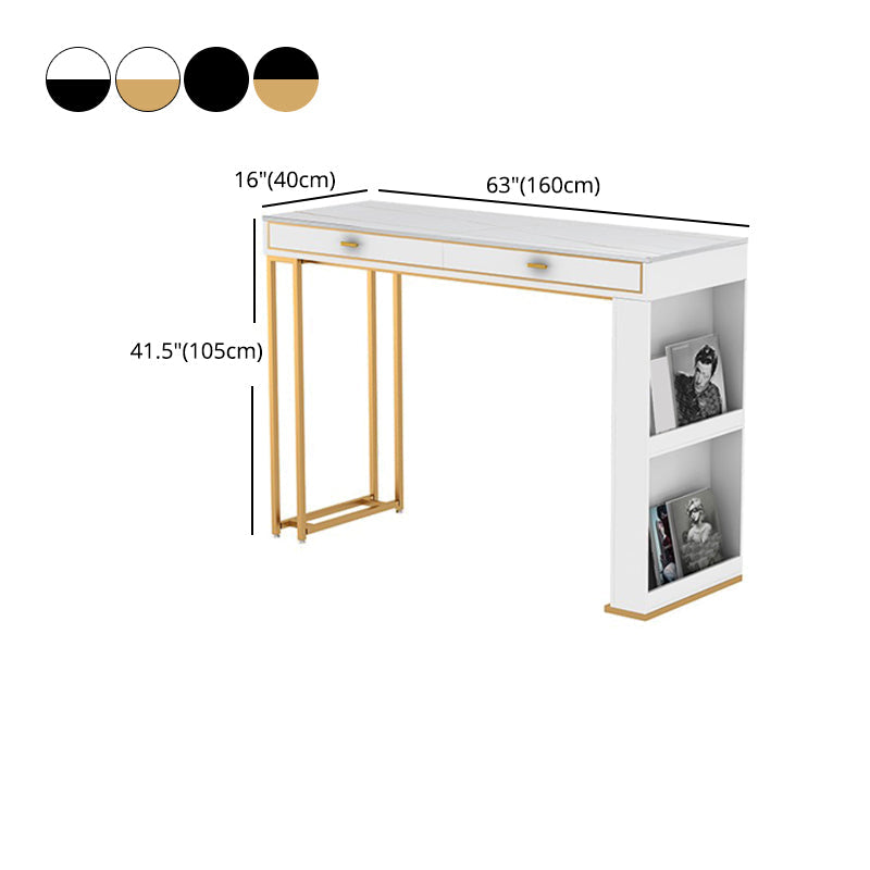 Kitchen Stone Top Counter Table Metal Base 42-inch Height Contemporary Bar Table Clearhalo 'Bar Furniture' 'Bar Tables' 'bar_tables' 'furn' 'furn_bar_tables' 'Furniture' 'furniture_bar_tables' 'Kitchen & Dining Furniture' 4875090