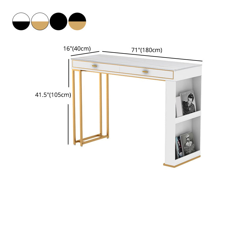 Kitchen Stone Top Counter Table Metal Base 42-inch Height Contemporary Bar Table Clearhalo 'Bar Furniture' 'Bar Tables' 'bar_tables' 'furn' 'furn_bar_tables' 'Furniture' 'furniture_bar_tables' 'Kitchen & Dining Furniture' 4875091