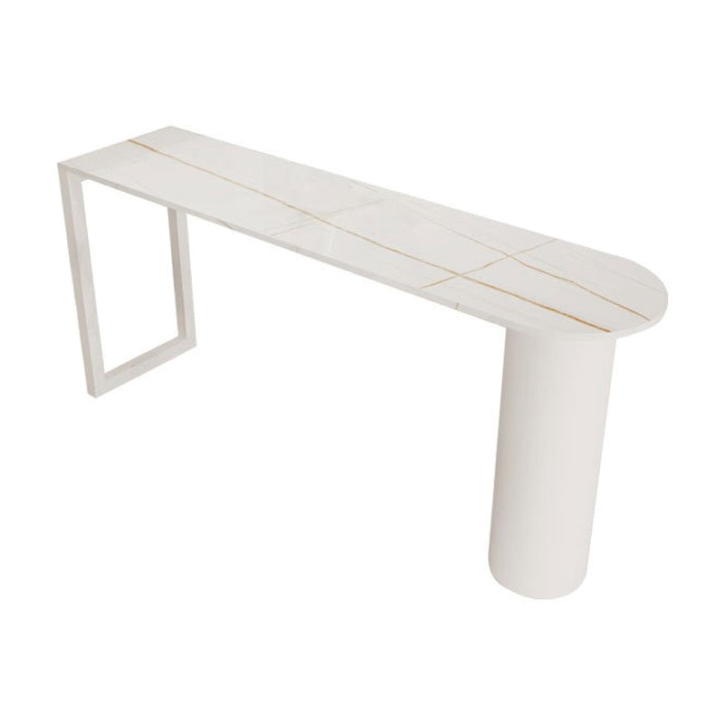 Kitchen Stone Top Counter Table Metal Base 42-inch Height Modern Bar Table White-Gold Without Chairs Clearhalo 'Bar Furniture' 'Bar Tables' 'bar_tables' 'furn' 'furn_bar_tables' 'Furniture' 'furniture_bar_tables' 'Kitchen & Dining Furniture' 4875093