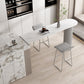 Kitchen Stone Top Counter Table Metal Base 42-inch Height Modern Bar Table White-Gray Without Chairs Clearhalo 'Bar Furniture' 'Bar Tables' 'bar_tables' 'furn' 'furn_bar_tables' 'Furniture' 'furniture_bar_tables' 'Kitchen & Dining Furniture' 4875094