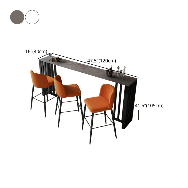 Modern Style Bar Table 42-inch Height Stone Top and Iron Base Bistro Table Clearhalo 'Bar Furniture' 'Bar Tables' 'bar_tables' 'furn' 'furn_bar_tables' 'Furniture' 'furniture_bar_tables' 'Kitchen & Dining Furniture' 4875136