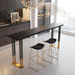 Living Room Rectangle Wood Top Counter Table Gold Base Glam Style Bar Table 78.7"L x 15.7"W x 41.3"H Clearhalo 'Bar Furniture' 'Bar Tables' 'bar_tables' 'Furniture' 'furniture_bar_tables' 'Kitchen & Dining Furniture' 4875144