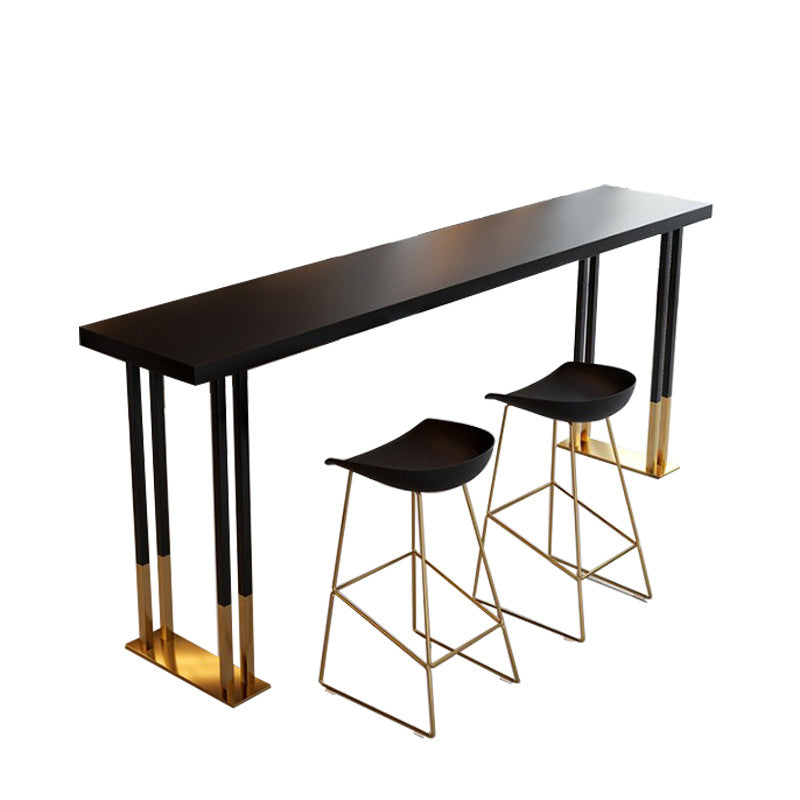 Living Room Rectangle Wood Top Counter Table Gold Base Glam Style Bar Table Clearhalo 'Bar Furniture' 'Bar Tables' 'bar_tables' 'Furniture' 'furniture_bar_tables' 'Kitchen & Dining Furniture' 4875145