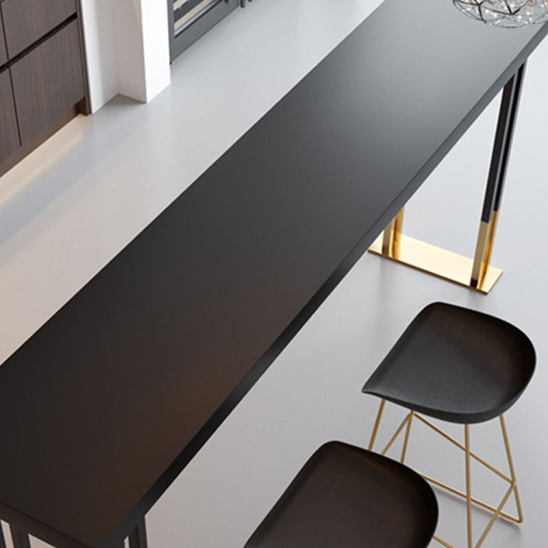 Living Room Rectangle Wood Top Counter Table Gold Base Glam Style Bar Table Clearhalo 'Bar Furniture' 'Bar Tables' 'bar_tables' 'Furniture' 'furniture_bar_tables' 'Kitchen & Dining Furniture' 4875147