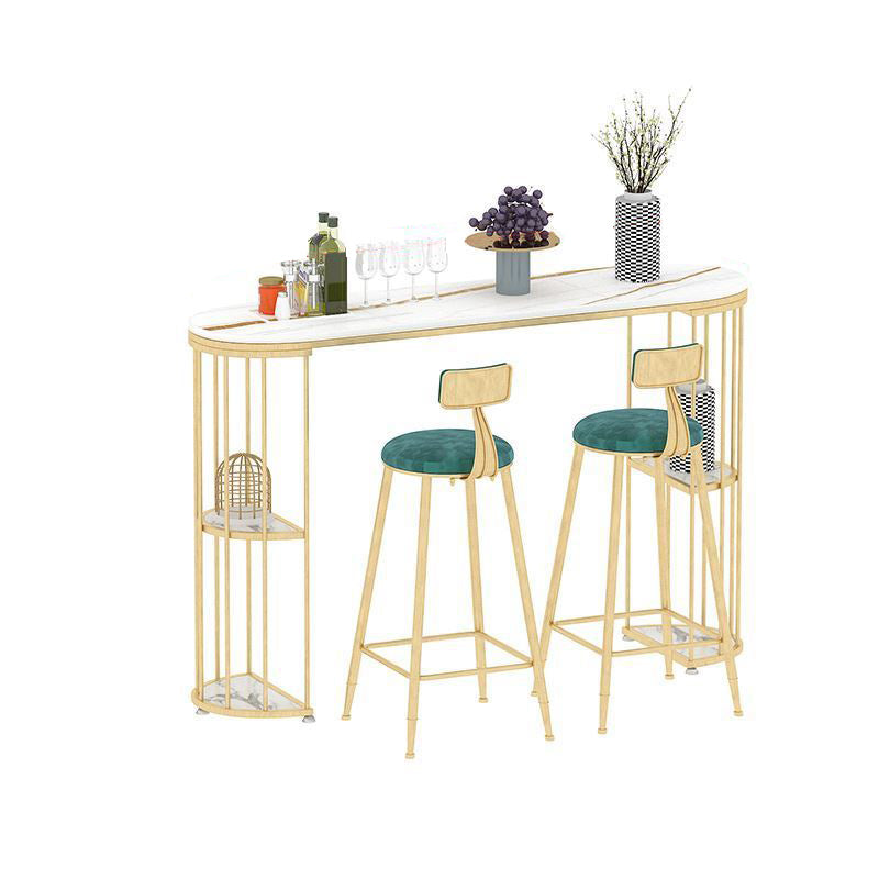 Nordic Style Bar Table 42-inch Height Metal Base Bistro Table for Living Room Gold White Clearhalo 'Bar Furniture' 'Bar Tables' 'bar_tables' 'Furniture' 'furniture_bar_tables' 'Kitchen & Dining Furniture' 4875163