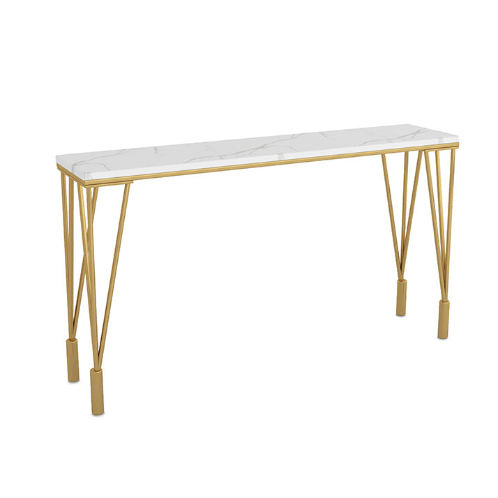 Glam Style Bar Table 42-inch Height Gold 4 Legs Bistro Table for Living Room Without Chairs Clearhalo 'Bar Furniture' 'Bar Tables' 'bar_tables' 'furn' 'furn_bar_tables' 'Furniture' 'furniture_bar_tables' 'Kitchen & Dining Furniture' 4875176