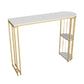 Glam Style Bar Table Stone Top Iron Base Pub Table with Shelf for Living Room, Only Table White-Gold Without Chairs Clearhalo 'Bar Furniture' 'Bar Tables' 'bar_tables' 'furn' 'furn_bar_tables' 'Furniture' 'furniture_bar_tables' 'Kitchen & Dining Furniture' 4875199